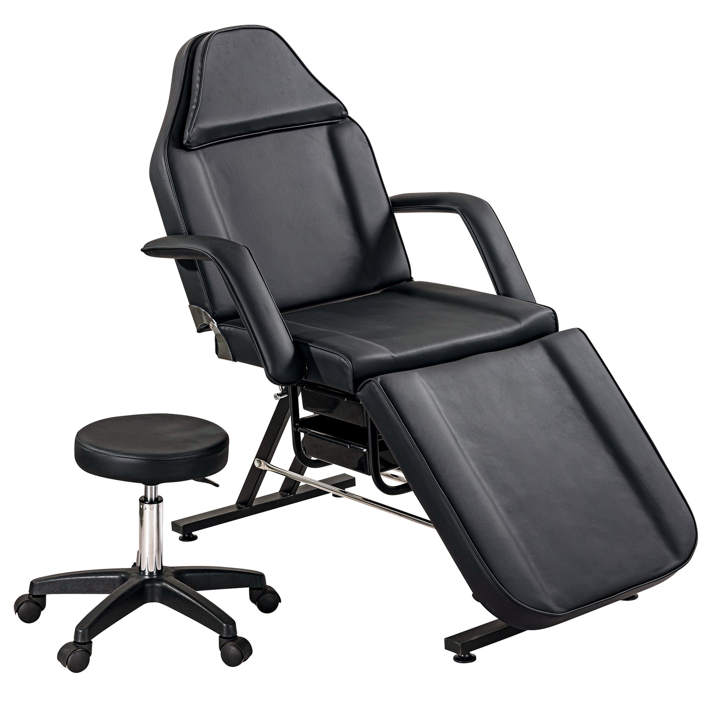 Massage Salon Tattoo Chair with Two Trays Esthetician Bed with Hydraulic Stool,Multi-Purpose 3-Section Facial Bed Table, Adjustable Beauty Barber Spa Beauty Equipment