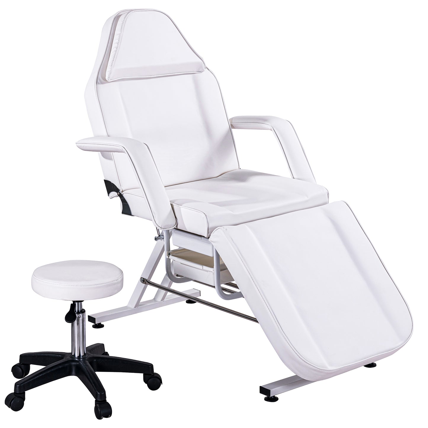 Massage Salon Tattoo Chair with Two Trays Esthetician Bed with Hydraulic Stool,Multi-Purpose 3-Section Facial Bed Table, Adjustable Beauty Barber Spa Beauty Equipment