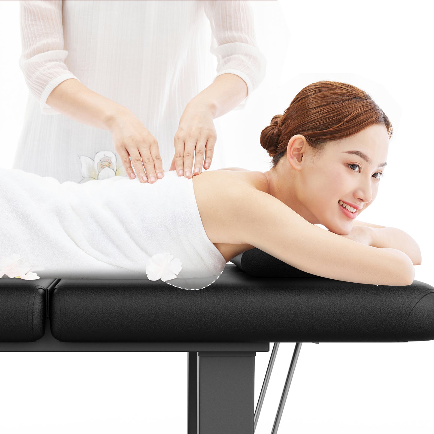 80 Inches Wide -Beauty Salon Beauty Bed Modern Massage Bed - Black 10*10 square leg iron frame structure