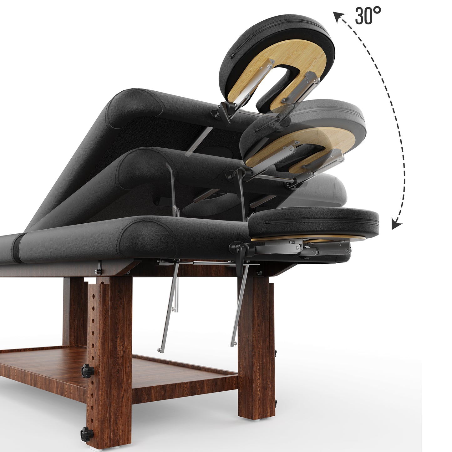 80 Inches Wide -Beauty Salon Beauty Bed Modern Massage Bed - Black High quality birch, 4 adjustable height legs, with C-shaped pillow, chest hole pillow
