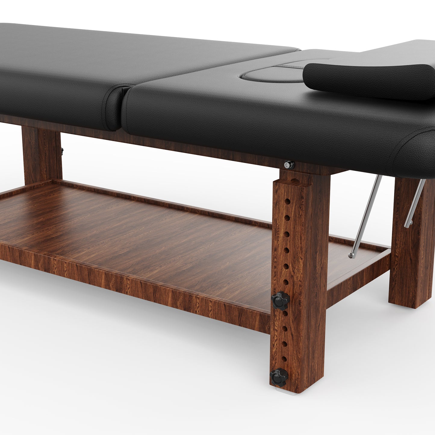 80 Inches Wide -Beauty Salon Beauty Bed Modern Massage Bed - Black High quality birch, 4 adjustable height legs, with C-shaped pillow, chest hole pillow