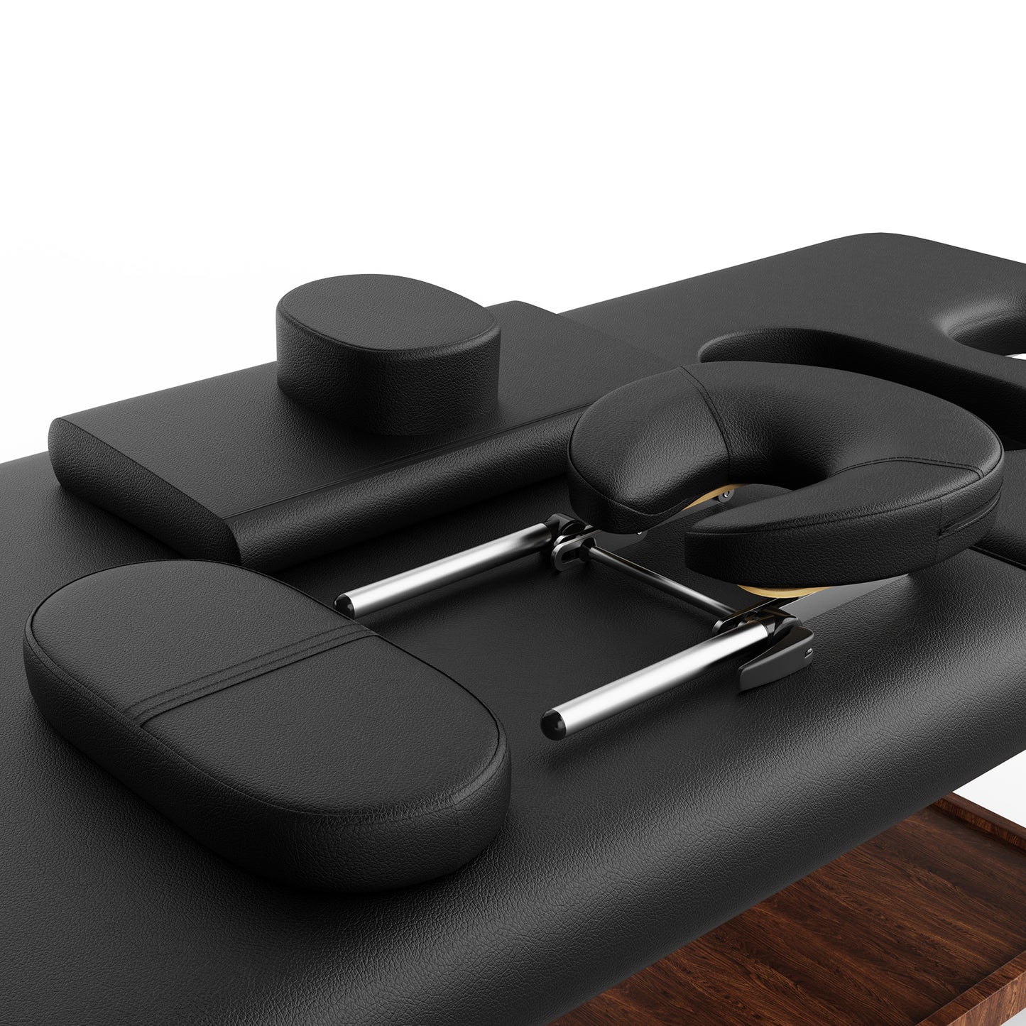 80 Inches Wide -Beauty Salon Beauty Bed Modern Massage Bed - Black High quality birch, 4 adjustable height legs, with C-shaped pillow, chest hole pillow