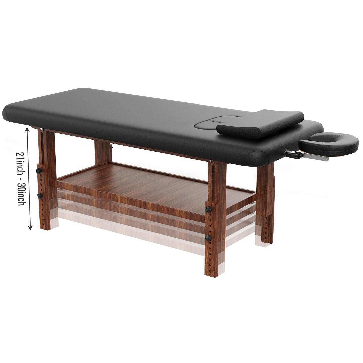 80 Inches Wide -Beauty Salon Beauty Bed Modern Massage Bed - Black High quality birch, 4 adjustable height legs, with C-shaped pillow, chest hole pillow