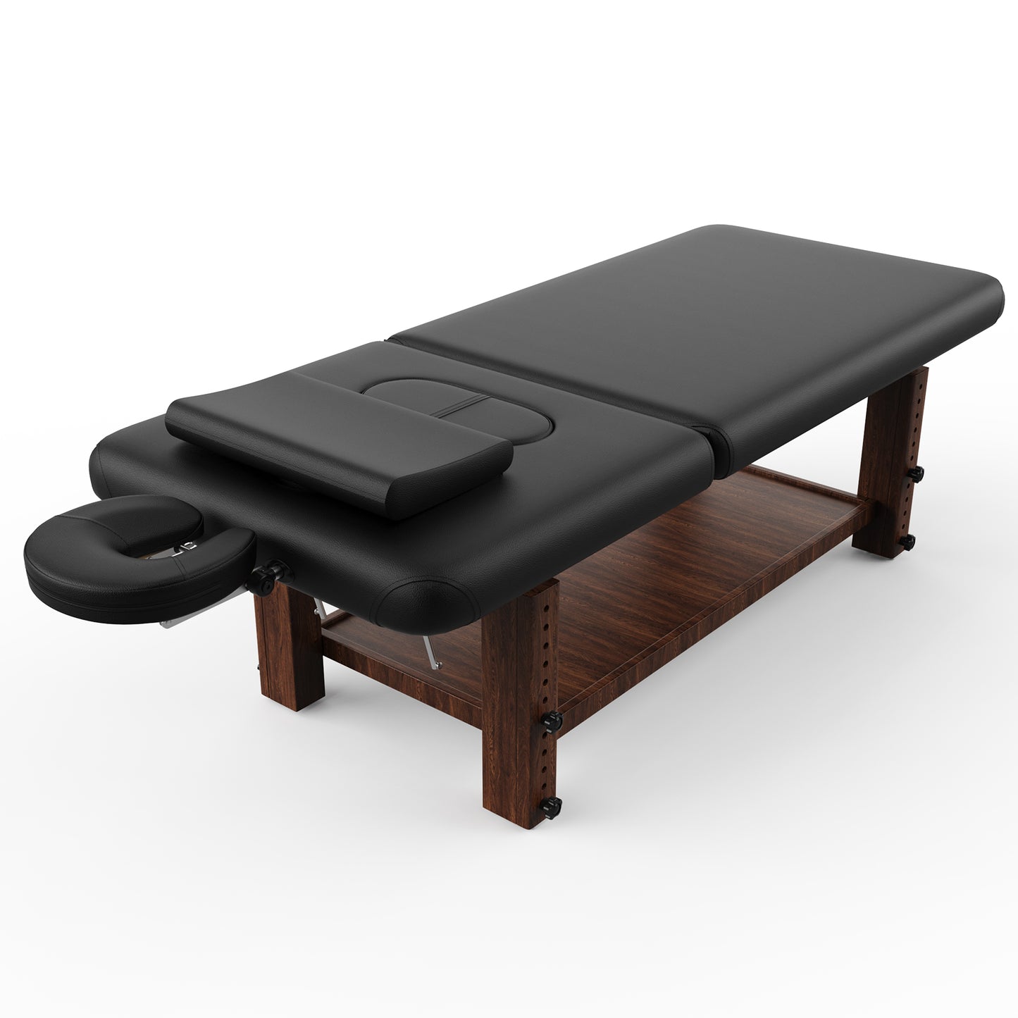80 Inches Wide -Beauty Salon Beauty Bed Modern Massage Bed - Black High quality birch, 4 adjustable height legs, with C-shaped pillow, chest hole pillow