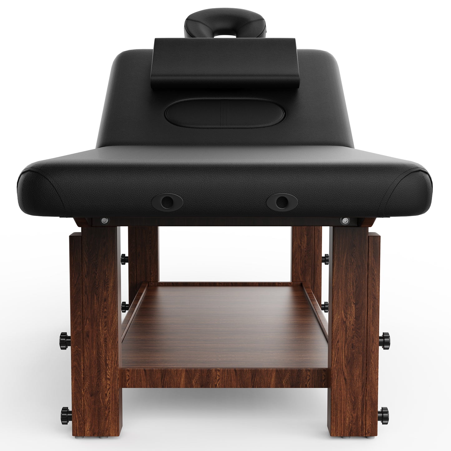 80 Inches Wide -Beauty Salon Beauty Bed Modern Massage Bed - Black High quality birch, 4 adjustable height legs, with C-shaped pillow, chest hole pillow
