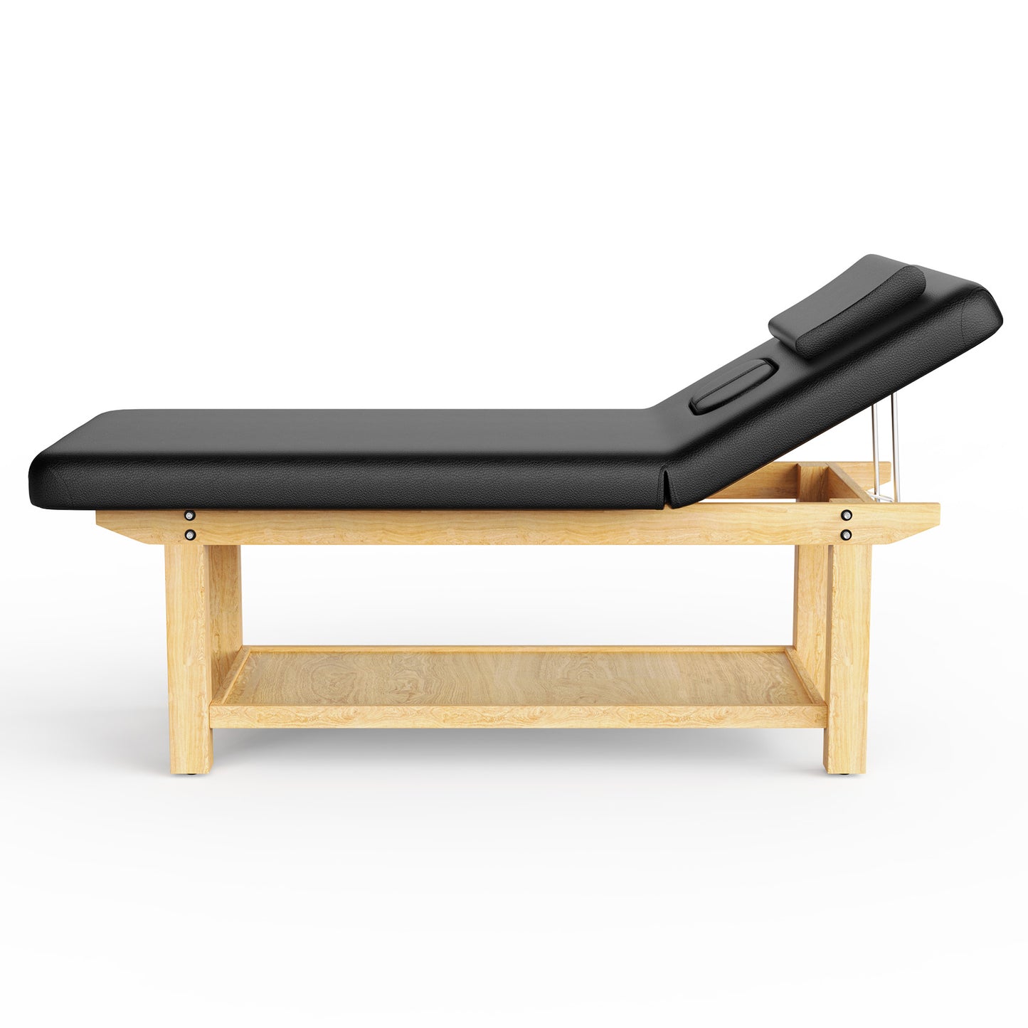 80 Inches Wide - Quality Leather Beauty Spa Furniture Massage Table Bed Wooden Facial Bed Wooden Beauty Bed - Black