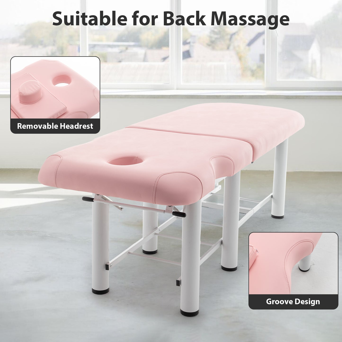 Professioanl Massage Table , Backrest Adjustable, Removable Headrest, Bottom Shelf Storage , Memory Foam Layer Salon Bed