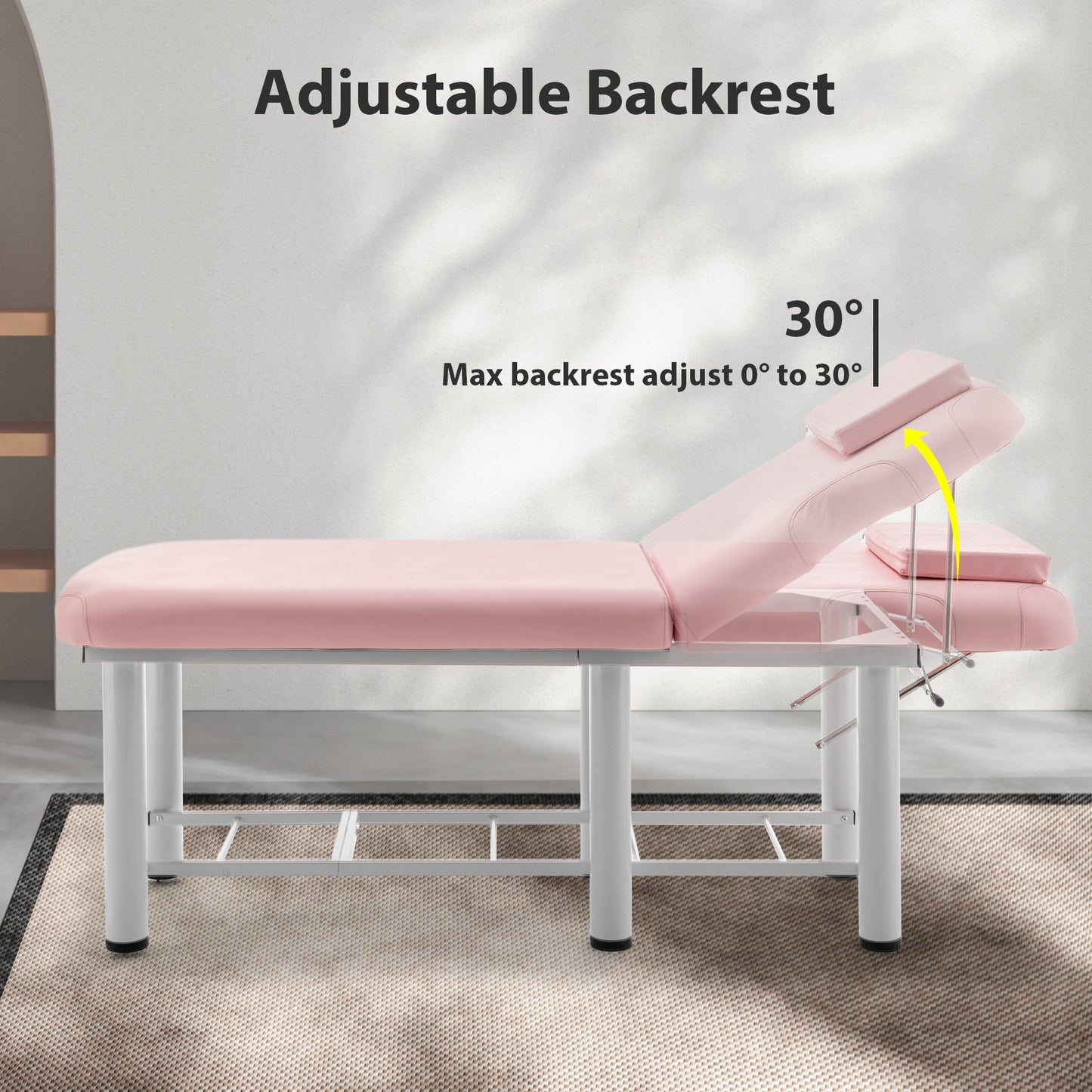 Professioanl Massage Table , Backrest Adjustable, Removable Headrest, Bottom Shelf Storage , Memory Foam Layer Salon Bed