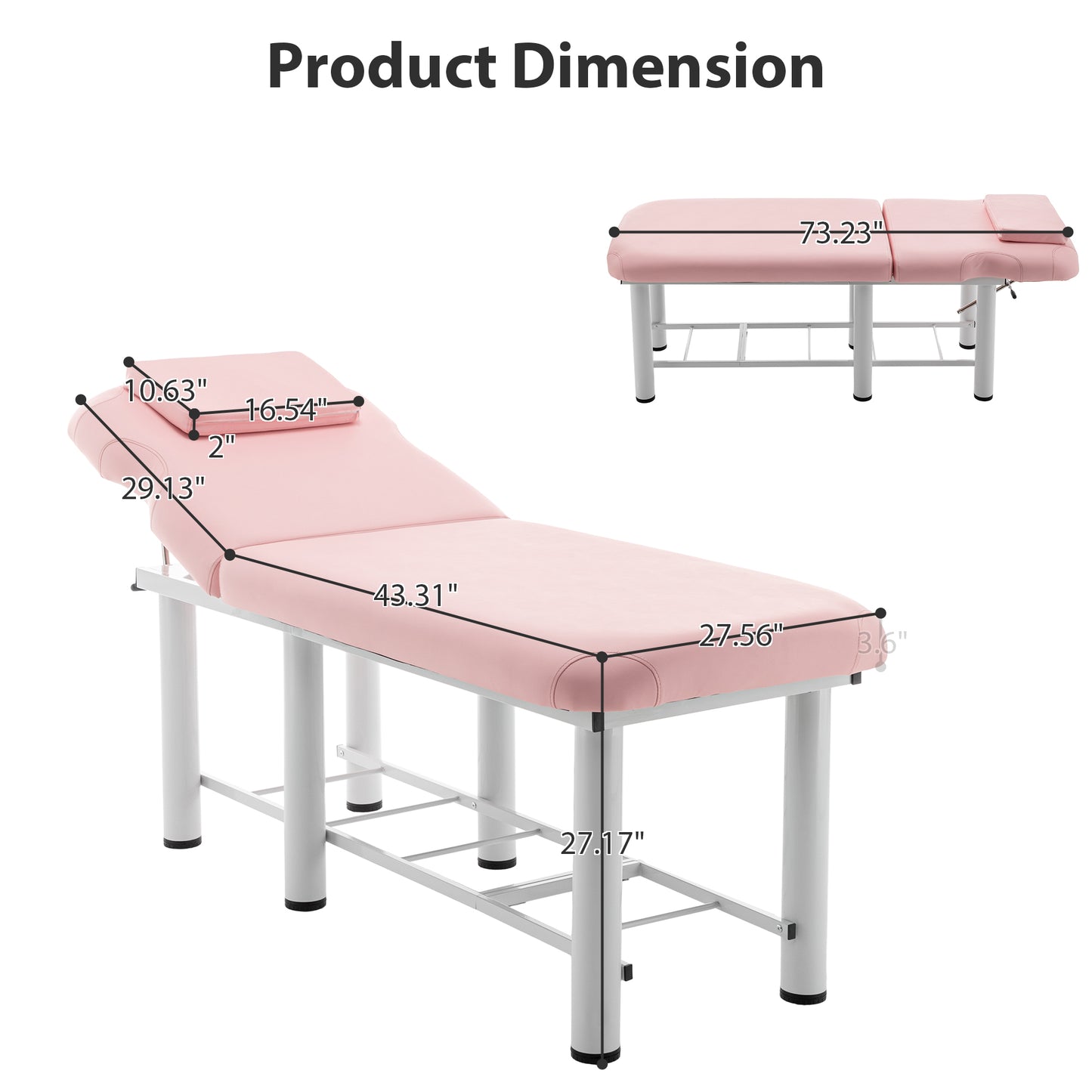 Professioanl Massage Table , Backrest Adjustable, Removable Headrest, Bottom Shelf Storage , Memory Foam Layer Salon Bed