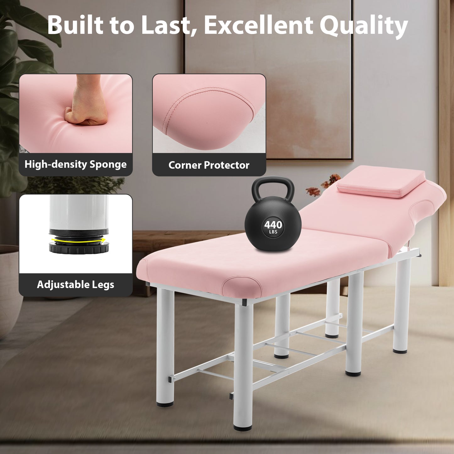 Professioanl Massage Table , Backrest Adjustable, Removable Headrest, Bottom Shelf Storage , Memory Foam Layer Salon Bed