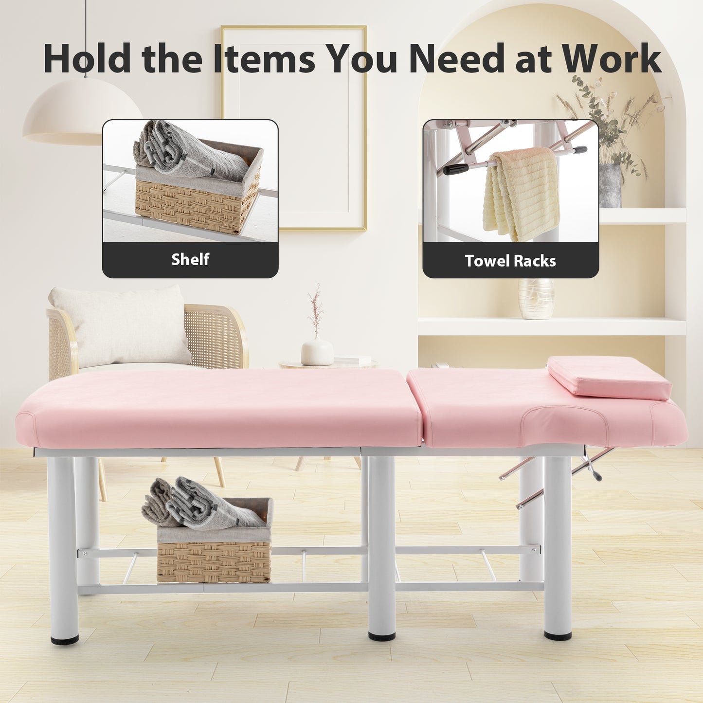 Professioanl Massage Table , Backrest Adjustable, Removable Headrest, Bottom Shelf Storage , Memory Foam Layer Salon Bed