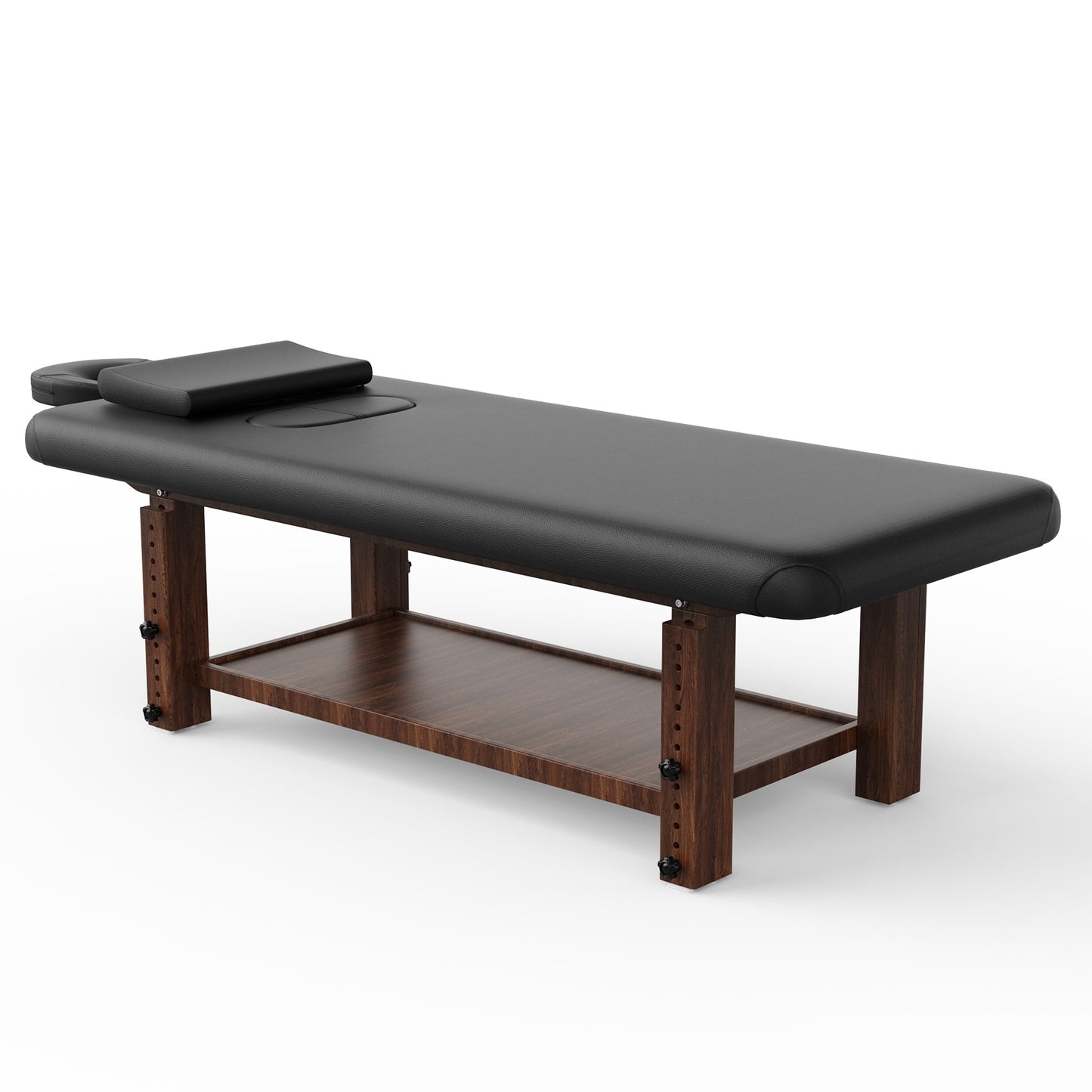 80 Inches Wide -Beauty Salon Beauty Bed Modern Massage Bed - Black High quality birch, 4 adjustable height legs, with C-shaped pillow, chest hole pillow