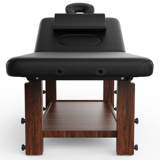 80 Inches Wide -Beauty Salon Beauty Bed Modern Massage Bed - Black High quality birch, 4 adjustable height legs, with C-shaped pillow, chest hole pillow